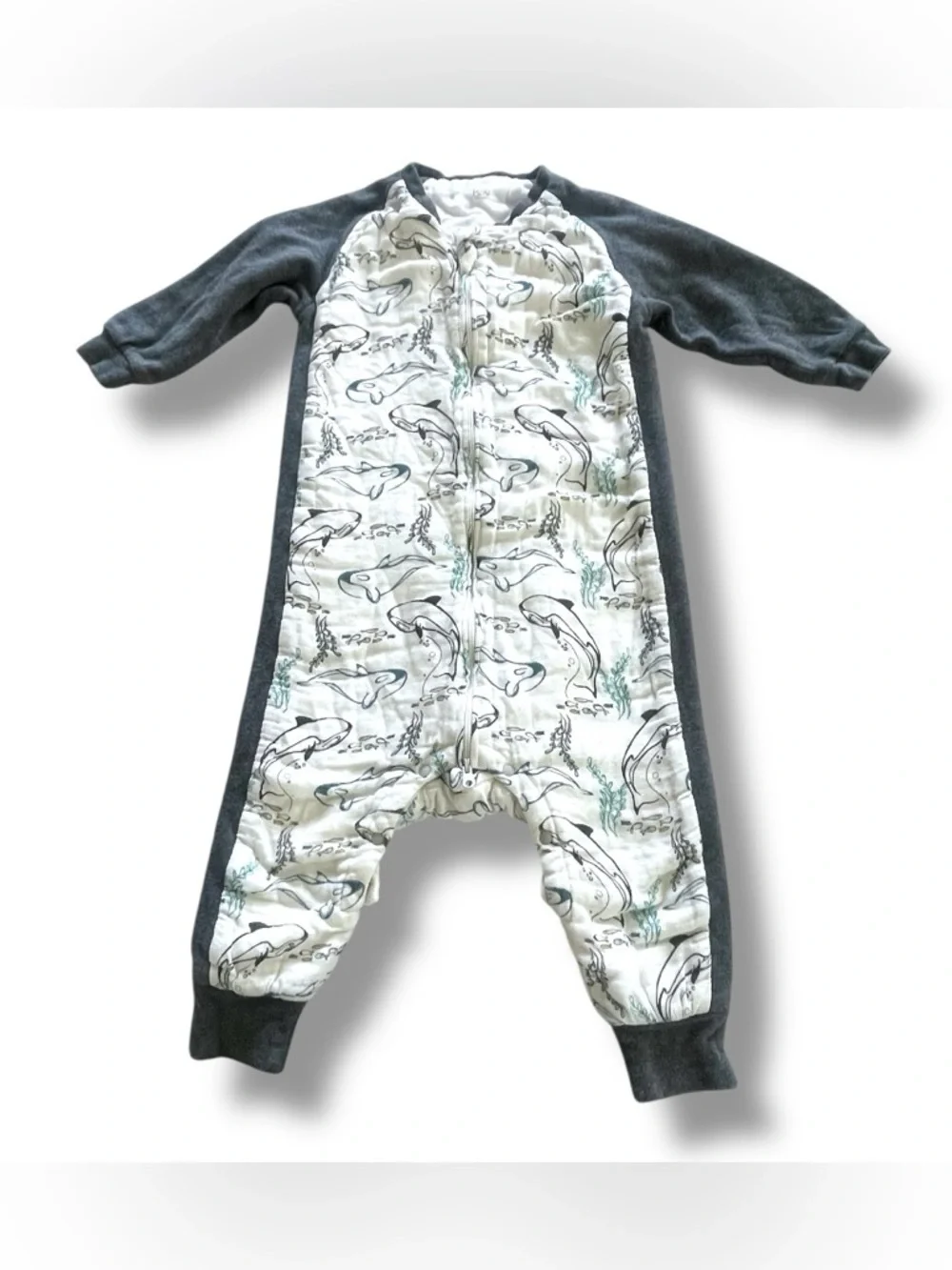 Nest Designs Baby Sleep Suit Whale Print Zip Snap Convertible Foot Pajamas 18M